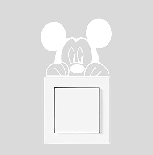 Gesar Adesivo per Interrutore della luca - Topolino - Adesivo in vinile per presa di corrente - Fantasia Divertente - Dimensioni 10 x 10 cm (Bianco)