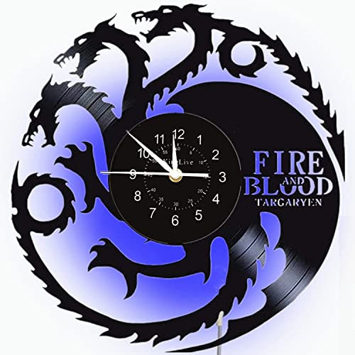 Game of Thrones Record Wall Clock Winter Comes Vinyl Record Hanging Clock Birthday Gift Home Decor (LED Clock 1#)