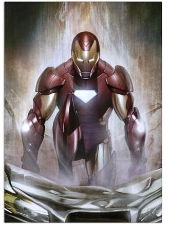 Displate Offiziell Iron Man MetallPoster Magnetische Befestigung Inklusive Lizenziert Bilder Hochwertiges Poster Iron Man By Adi Granov - Landing Poster 45 cm x 32 cm