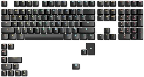 GLORIOUS ABS Doubleshot V2 Keycaps OEM Profile (Black) | Dual Moulded Design, Fade Resistant Surface, RGB Friendly Translucent Legends, Fits MX Style Stems, ANSI Layout