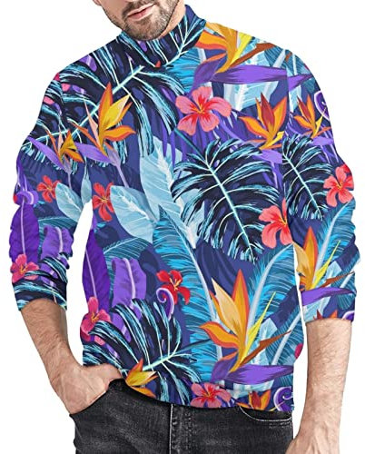 chaqlin Maglione a collo alto da uomo a maniche lunghe Pullover a collo alto termico lavorato a maglia, taglia S-4XL, Palma Viola, M