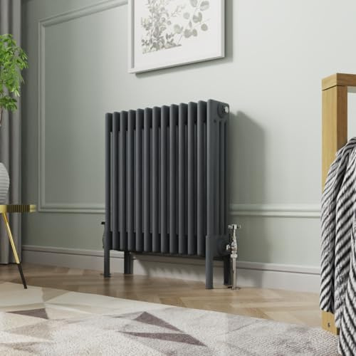 NRG Radiatore in ghisa antracite 600x605mm 4 colonne perfetto per bagni, cucina, soggiorno