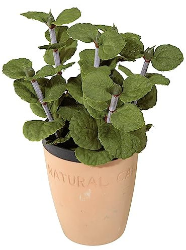 Deko Minze im Ton-Topf Lebensmittel-Attrappe 20 cm künstliche Minze Deko-Kräuter Tischdeko