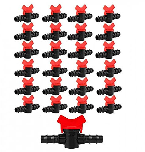 GNCGarden [Pack 25] Válvula de Interruptor de Riego de Goteo, Interruptor de Válvula de Tubería 16mm, Llave de Paso. Válvula de riego por Goteo Resistente a heladas y Golpes. Válvula de Control