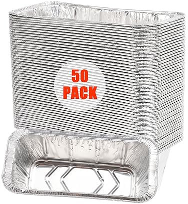Puideon 50 Pack Grease Cup Liner Compatible with Blackstone 17 22 27 30 36 inch Heavy Duty Grease Catcher Drip Tray Disposable Alumimum Foil Drip Pan Grill Accessories…