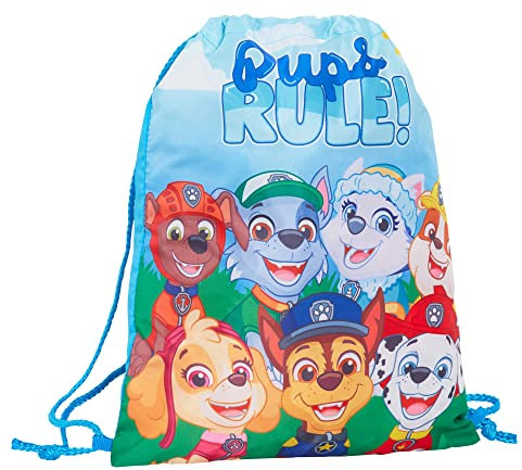 Paw Patrol Marshall Chase PE-Set mit Kordelzug, Turnbeutel, Kinder-Schwimmtasche, Kinderzimmer-Rucksack, blau / grün, Einheitsgröße, Beutel mit Kordelzug