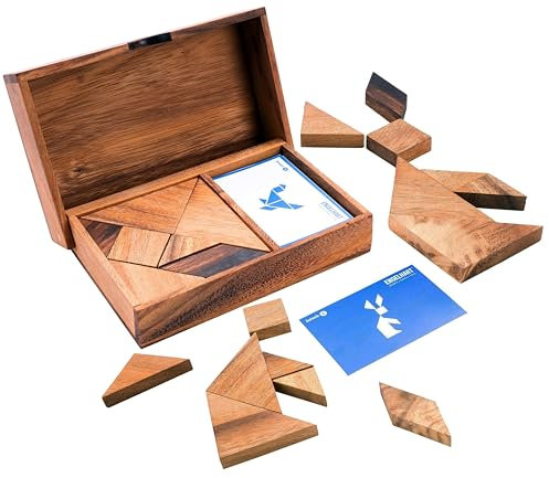 Engelhart –350100- Doppel-Tangram aus Holz – ökologisches Holzspiel – 1 und 2 Spieler – Maße: 4 x 19,2 x 12,5 cm – ab 4 Jahren