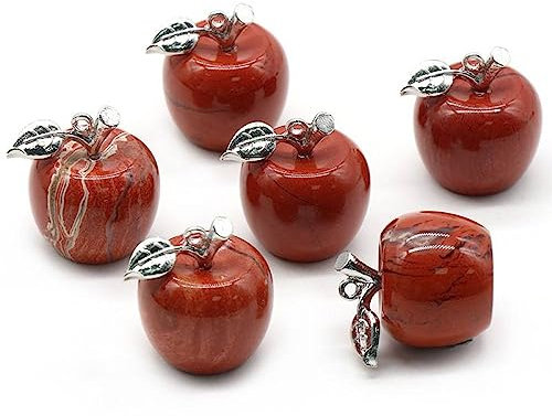 LODMLOER Naturstein-Anhänger Für Frauen – Damen-Rubin-Anhänger-Halskette, Apfel-Design, Kreativer Anhänger, Süßer Kleiner Apfel-Anhänger Mit Blättern, Achat-Stein, Freizeitschmuck, Wie Abgebildet (Ei
