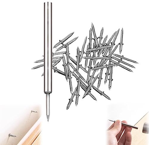 Double-Headed Nails, 100PCS Double-Head Skirting Thread Seamless Nail No Trace Nails Sheep Horn Nails Skirting Line Nails Invisible Security Screws with Nail Specific Sleeve Tool (100pcs)