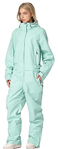 HOTIAN Damen Schneeanzug, Damen Einteiler Skioverall Wasserdicht Winddicht Winter Warme Einteiliger Skioverall,für Wandern Klettern Isoliertes Snowboarden Green-Women L