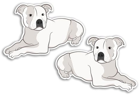 Vinyl-Aufkleber #81089, Staffy Dog, 10 cm, Weiß, 2 Stück