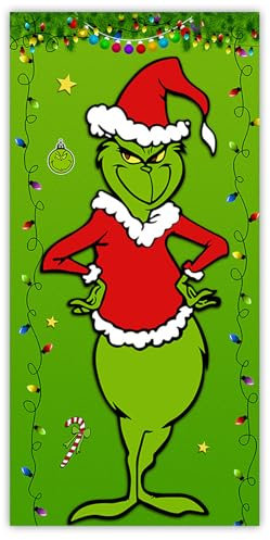 JIcloun Weihnachten Tür Abdeckung Dekoration Weihnachtsmann Hängen Banner Hintergrund, Weihnachtsbanner für Haus Haustür Veranda Weihnachten Deko,A2