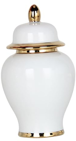 F Fityle Vase en céramique Pot de Gingembre en Porcelaine avec Couvercle, Vase à Fleurs en céramique, Pot de Stockage de thé pour réservoir de Stockage, Blanc