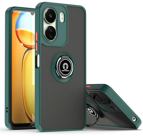 RonRun Kompatibel mit Xiaomi Redmi 13C/Poco C65 Hülle, HandyHülle Mit 360 Grad Ring Ständer [ TPU + PC ], Stoßfest Rundumschutz Handyhülle für Xiaomi Redmi 13C/Poco C65 Case - Dunkelgrün