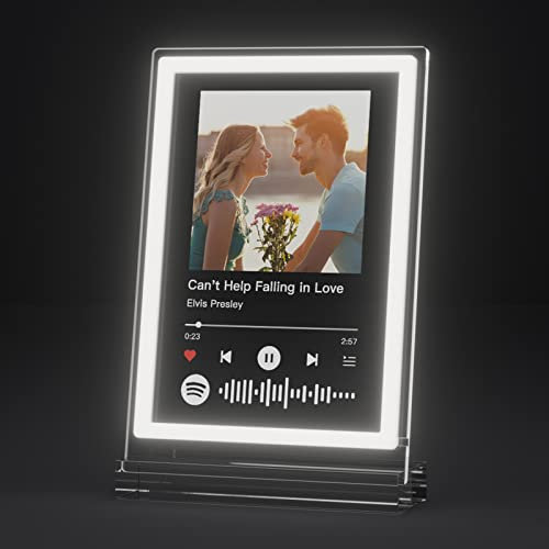 witfox Placa Spotify Personalizada Regalo Novio Personalizado Regalo de San Valentín para Hombres, Placa Acrilica Personalizada con Foto, Regalos Personalizados para Novias, Placa Neon Música
