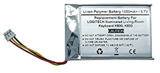 1050 mAh 3,7 V Ersatzakku für LOGITEC H IIIuminated Living-Room Keyboard K830, K830, LOGITEC H 533-000112, LOGITEC H L/N 1406