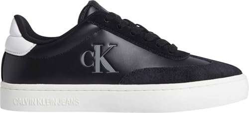 Calvin Klein Donna Sneakers con Suola Preformata Classic Low in Pelle, Nero (Black/Bright White), 39