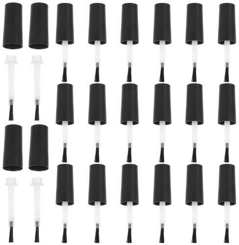minkissy 20 Pcs Gel Polish Bottle Brush Caps Replacement 10ml Nail Polish Bottle Brush Covers for Application Salon Use Black Caps
