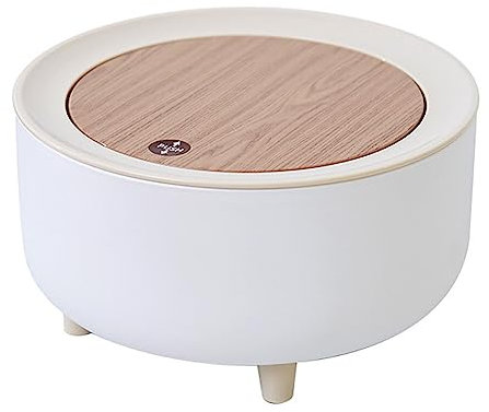 Asudaro 2L/7L/10L Poubelle Avec Couvercle, Poubelle En Plastique Poubelle De Sol Ronde Avec Pieds En Bois Corbeille à Déchets Pour Salle De Bain Cuisine Chambre