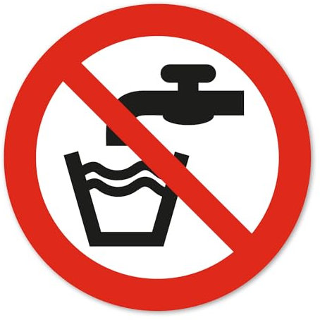 Verbotsaufkleber P005 kein Trinkwasser nach DIN EN ISO 7010 I Warnhinweis Gesundheitsschutz I Ø 10 cm I hin819