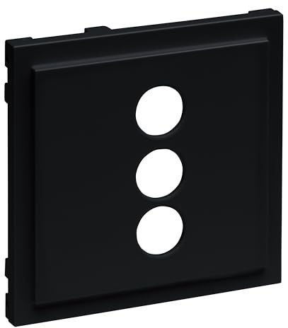 LEGRAND, SEANO Abdeckung für 3-fach RCA (Cinch)-Anschlussdose, 3 separate Cinch-Anschlüsse, Farbe: Schwarz lackiert, 765386