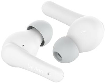Belkin SoundForm Nano 2 Bluetooth In-Ear Kinderkopfhörer mit integriertem Mikrofon, 28 Std. Akkulaufzeit, Lautstärkebegrenzung auf 85 dB, wasserfest nach IPX5, für iPhone, iPad, Galaxy usw. – Weiß