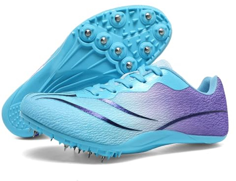 WESHIRUN Track and Field Shoes Men Women Kids Spikes Shoess Boys Racing Shoes Girls Jumping Sneakers Purple