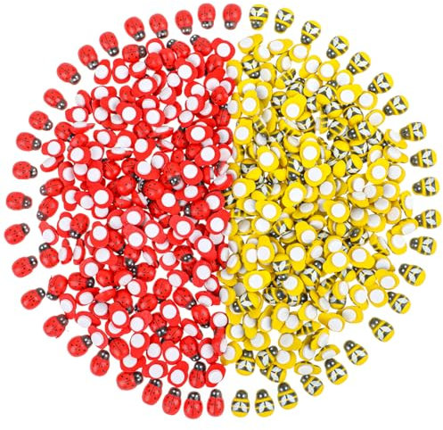 Giantree 200 Stück Holzbienen und Holz Marienkäfer, Marienkäfer deko Bienen Deko Selbstklebend Mini Marienkäfer Biene Mini Glücksbringer für DIY Handwerk Scrapbooking Dekor Party Haus Dekorative