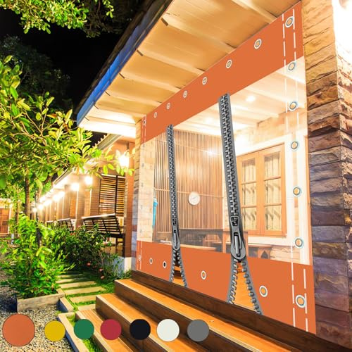 Clear Tarp Curtain,Transparent Tarpaulin Side Panels,for Pergola,1,2x3,2m | 99% Waterproof,Heavy Duty Tarp Sheet with Zipper,for Porch,Gazebo,Patio,Customisable