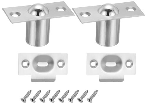 PATIKIL Stainless Steel Large Closet Ball Catch Door Hardware, 2 Pack Cabinet Door Ball Catch Chrome Finish with Strike Plate & Screw for Interior Doors, Silver