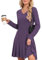 SENBATU Robe tricotée Femmes Automne élégant Pullover Robe Manches Longues col en V vêtements d'hiver Violet Grand