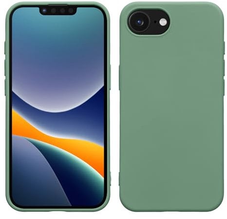 kwmobile Hülle kompatibel mit Apple iPhone 16e Hülle - gummierte TPU Silikon Handyhülle - Schutzhülle für kabelloses Laden - Case in Porzellan Grün