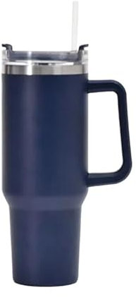 YETGFBH Mug Isotherme avec Paille Bouteille d'eau Isolée en Acier Inoxydable, Tasse De Café Chaud for Voiture, Chaude Et Froide, avec Poignée, Paille Sport Mug Isotherme Personnalisé(Dark Blue)
