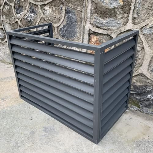 Griglia protettiva per pompa di calore per aria condizionata, portafiori nascosto per rack per aria condizionata, guscio per bidone della spazzatura divisorio in lega di alluminio,Grey-A110*60*80cm