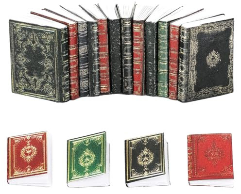 HAMKU Miniatur Deko, Bücherregal Deko, Miniatur Zubehör, Miniaturen Puppenhausbücher, Mini-Bücher Puppenhaus Zubehör 1:12 Bücher Dekoration für Arbeitszimmer Schlafzimmer Bibliothek, 15 Stück