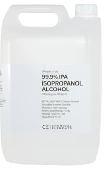 Chemical Elements 99.9% IPA Isopropanol Alcohol 5L - Multipurpose Isopropyl Alcohol, for Cleaning and Disinfection, Suitable for Hygiene, Medical, Household, and Electronics Use