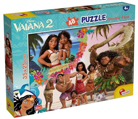 Lisciani - Puzzle Disney VAIANA MaxiPlus - 48 Teile - Doppelseitig für Kinder ab 4 Jahren - Rückseite zum Ausmalen - Format 25x35 cm - Lernspiel & kreative Aktivität - Geschenk für Mädchen & Jungen