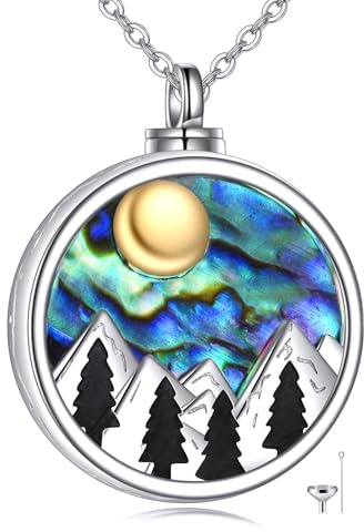 POPLYKE Sonnenblume/Rose/Kompass Halskette für Frauen Männer 925 Sterling Silber Anhänger Urn Halsketten für Asche Schmuck für Damen Herren