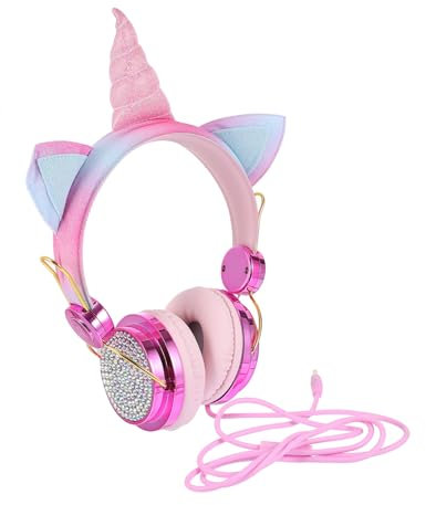 Holibanna Cuffie Cablato Orecchie Con Corno Unicorno Auricolari Per Computer e Uso Jack