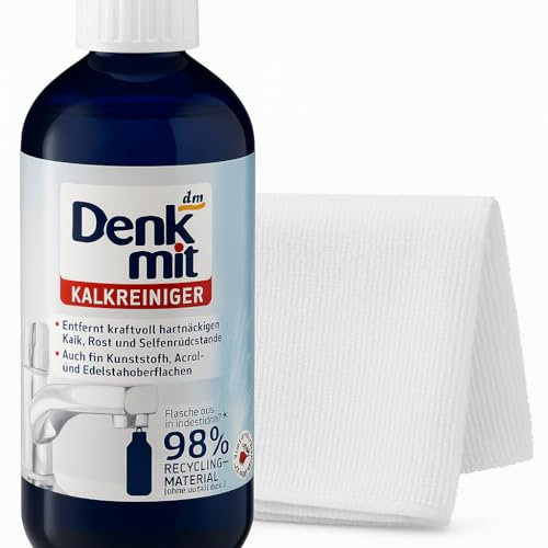 Denk mit - Kalkreiniger Entkalker (500ml) Doppelpack + 1 Mikrofasertuch + PurLife Sticker