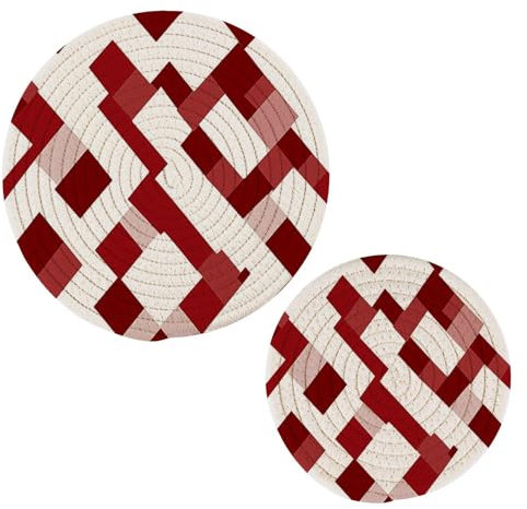 Unique White Red Pot Holders Cotton Vase Mat Heat Resistant Fabric Pot Holders for Hot Dishes House Decor 2 pcs