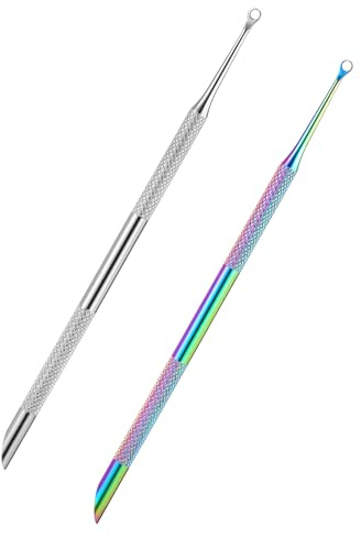 2PCS Pre Treatment Cuticle Pusher Dual Ended Cuticle Remover Stainless Steel Nail Dirt Cleaner Tool For Women Salon Home Fingernails Toenails Manicure Pedicure Nail Art Care Tools