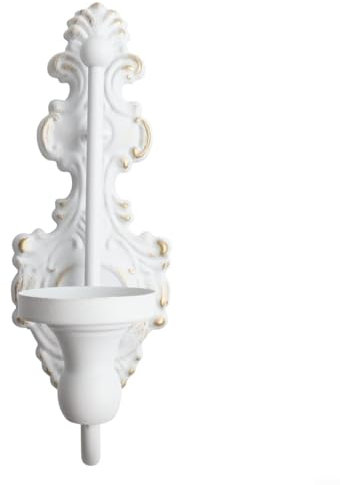ZAMETTER Vintage Cast Iron Wall Candle Holder for TRADITIONAL Casts Irons Walls Sconce Candles Holder Wall Mounted Cast Iron Candle Sconce Holders for Hallway Kitchen Living Room 23x9cm(White)
