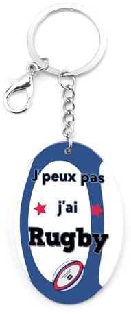 Cadeau Rugby Cadeau Porte Clé en Acrylique, Homme Cadeaux Idéal pour Rugbyman, Joueur de Rugby Porte clé pour Cadeaux D'anniversaire Fete des Peres Fete des Grand Pere Saint Valentin Noel