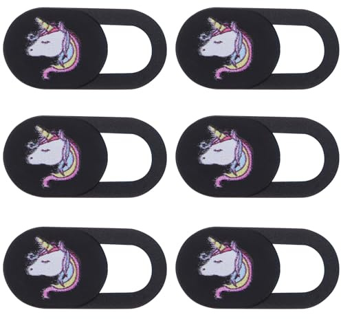 WATIIFUFU 6pcs Webcam Privacy Covers for Phones and Tablets, Abs Adhesive Camera Protector Stickers, Unicorn Design Webcam Patch for Laptop and Mobile Privacy Protection