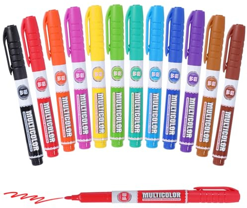 Thboxes Whiteboard Markers, 12 Colours, Fine Tip Dry Wipe Pens