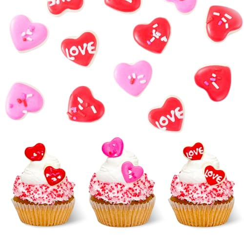 Zuckerfiguren Valentinstag, 36 Stück, Essbare Herz Streusel für Kuchen Deko, Cupcakes und Plätzchen Deko mädchen valentinstag