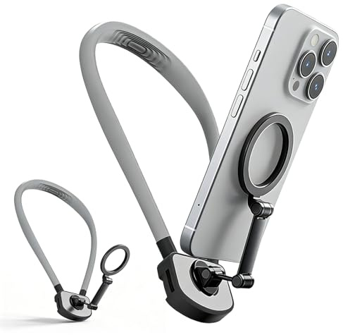 Magnetische Halshalterung, 260 X 180 X 20 mm Handyhalterung für den Hals, Neck Phone Holder, Halshalterung mit Integrierter Rotation Nackenhalterung mit Einem Klick für iPhone 12-15 Serien & Android