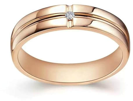 BCughia Eheringe 14 Karat Gold, Freundschaftsringe Damen Kreuz mit 0.01ct Diamant in 585 Rotgold Größe 62