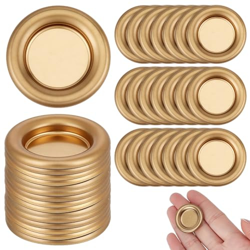 BENECREAT 80 porta cono de incienso, porta incienso de lata pequeño de 29 mm, bandeja para conos de incienso redondos y platos para la decoración de habitaciones para meditación, yoga y spa, dorado